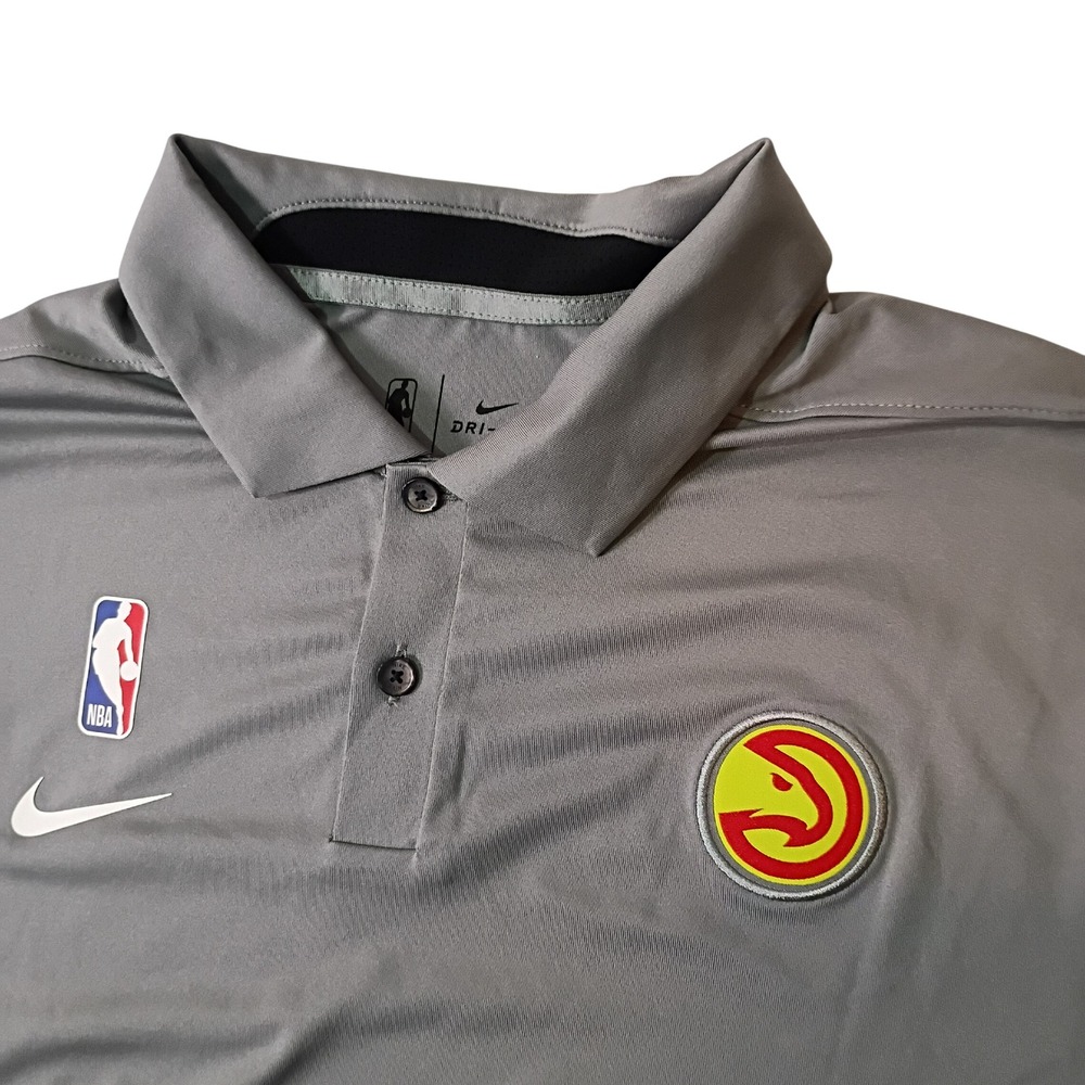 Nike Mens Atlanta Hawks NBA Dri-FIT Polo Shirt Gray AT8427-002‎ Size M New